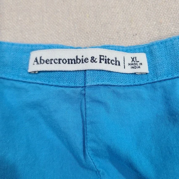 Abercrombie & Fitch Linen Blend Mini Square Neck Shift Dress Beach Coastal XL - Picture 5 of 11